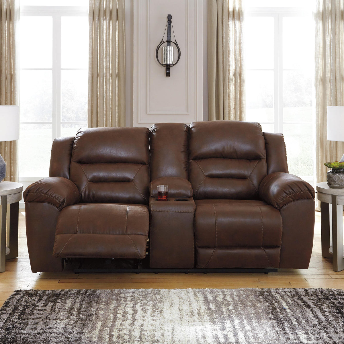 Hawthorne Reclining Loveseat with Console in Chocolate