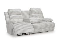 Vantage Power Reclining Sofa with Drop Down Table in Alloy