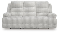Vantage Power Reclining Sofa with Drop Down Table in Alloy