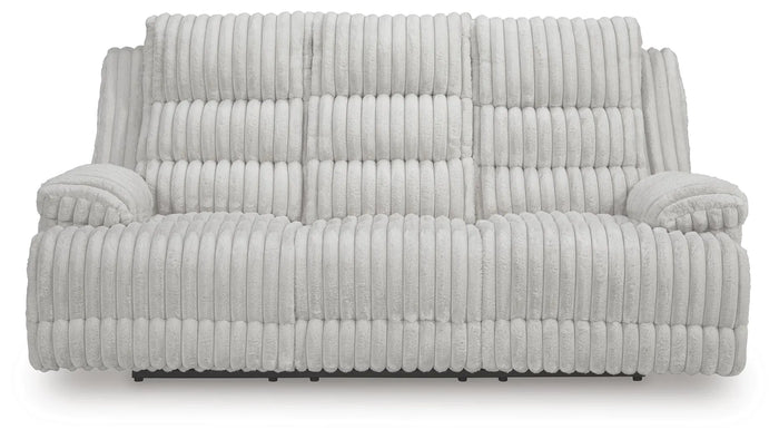 Vantage Power Reclining Sofa with Drop Down Table in Alloy