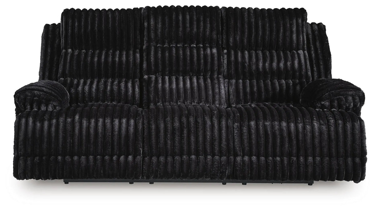 Vantage Power Reclining Sofa with Drop Down Table in Onyx
