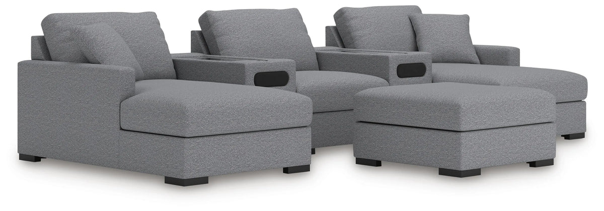 Tallow 5-Piece Sectional and Ottoman in Salt and Pepper II