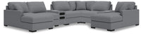 Tallow 8-Piece Double Chaise Sectional with Audio and Storage Consoles in Salt and Pepper