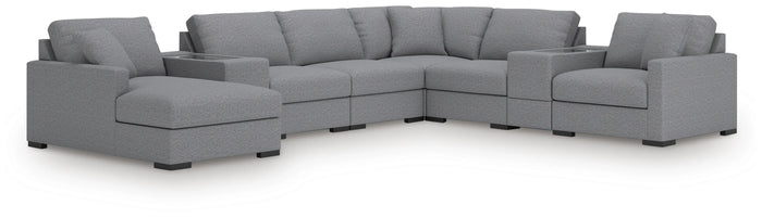 Tallow 8-Piece Sectional with Chaise and Storage Consoles in Salt and Pepper