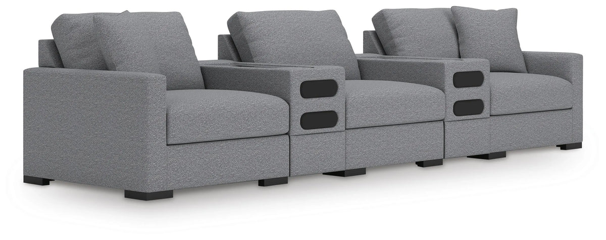 Tallow 5-Piece Sectional with Audio Consoles in Salt and Pepper