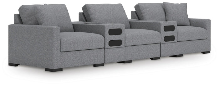 Tallow 5-Piece Sectional with Audio Consoles in Salt and Pepper