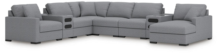 Tallow 8-Piece Sectional with Audio System and Chaise in Salt and Pepper II