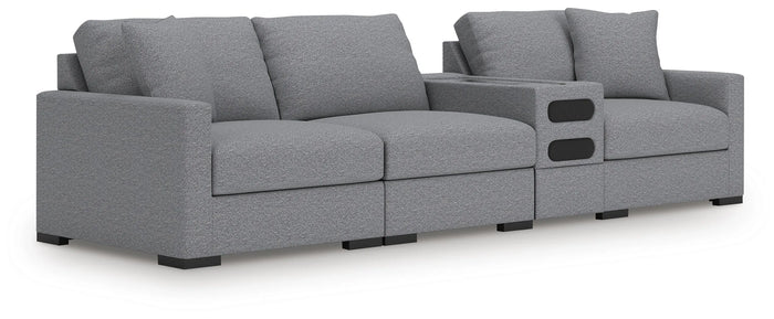 Tallow 4-Piece Sectional with Audio Console in Salt and Pepper