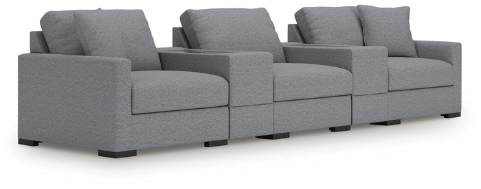 Tallow 5-Piece Sectional with Storage Consoles in Salt and Pepper