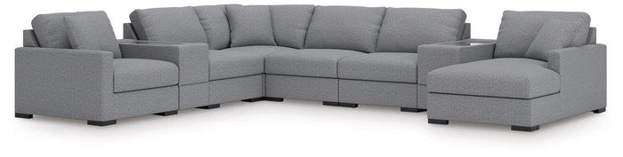 Tallow 8-Piece Sectional with Chaise and Storage Consoles in Salt and Pepper II