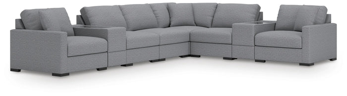 Tallow 8-Piece Sectional with Storage Consoles in Salt and Pepper