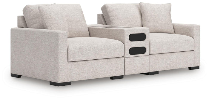 Tallow 3-Piece Sectional Loveseat with Audio System in Stone