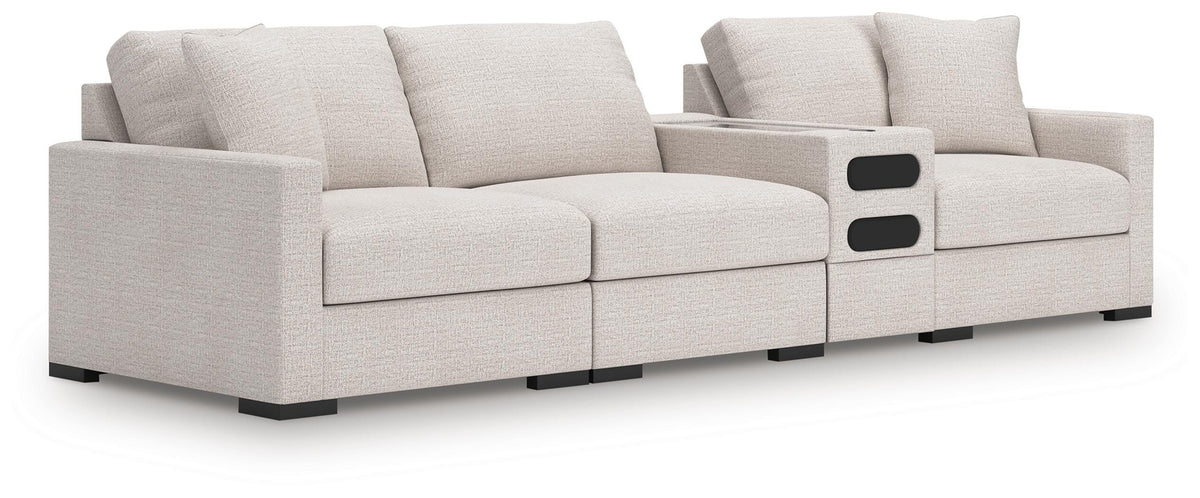 Tallow 4-Piece Sectional with Audio Console in Stone
