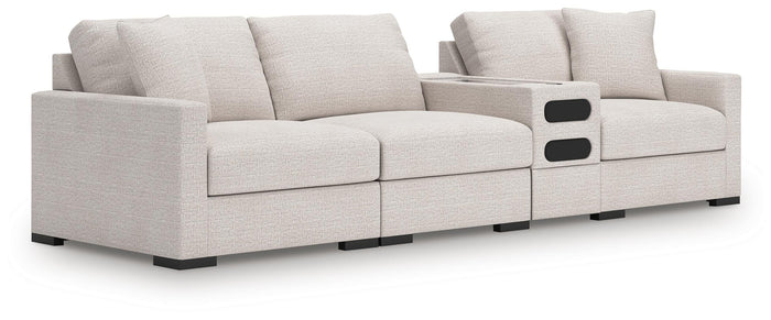 Tallow 4-Piece Sectional with Audio Console in Stone