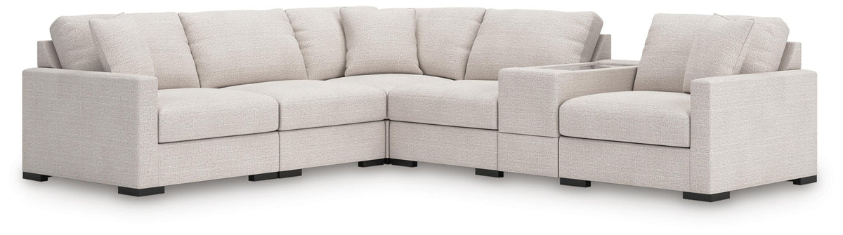 Tallow 6-Piece Sectional with Storage Console in Stone