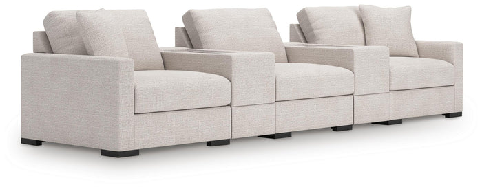 Tallow 5-Piece Sectional with Storage Consoles in Stone