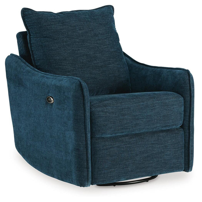 Denholt Swivel Power Recliner in Navy