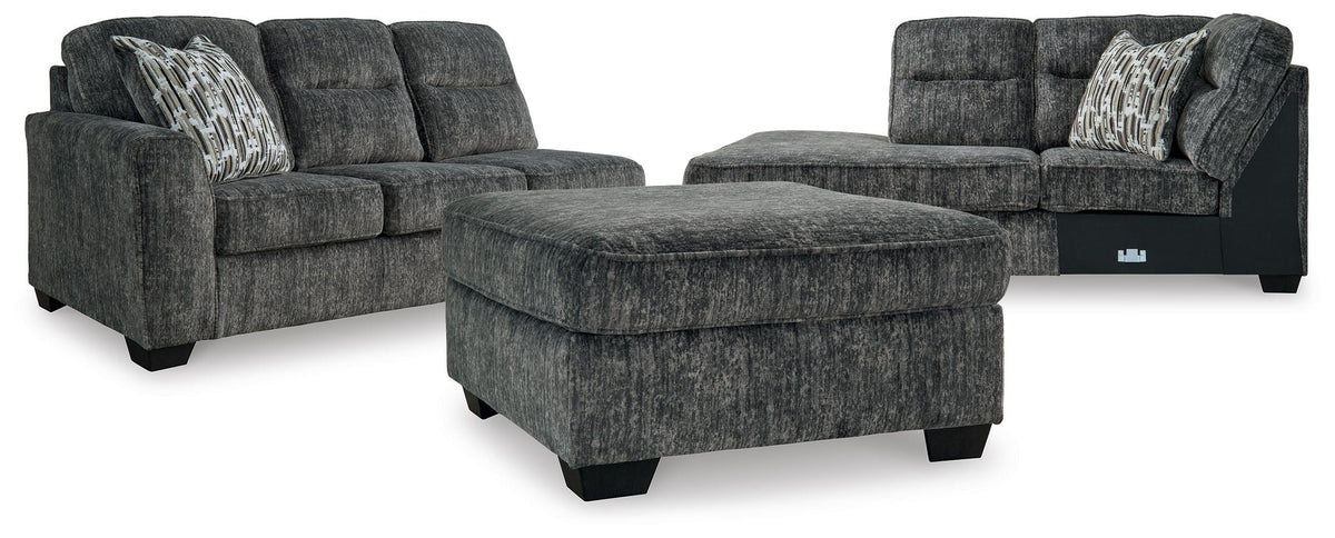 Torin 2-Piece Sectional and Ottoman in Gunmetal