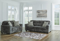 Torin Sofa and Loveseat in Gunmetal