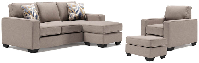 Bellambi Sofa Chaise with Chair and Ottoman in Stone
