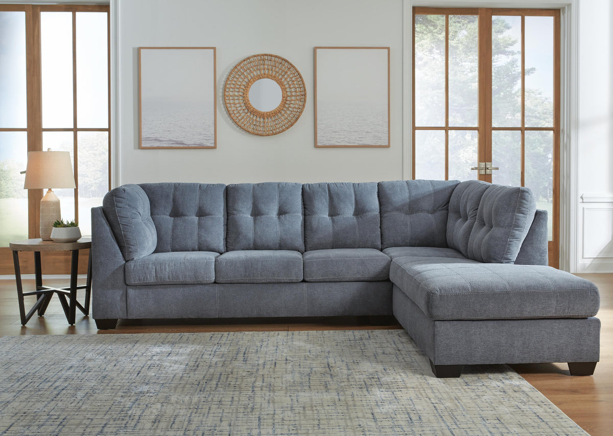Quinn 2-Piece Sectional with Chaise in Denim