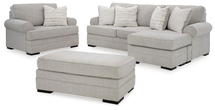 Verge Sofa Chaise with Oversized Chair and Ottoman