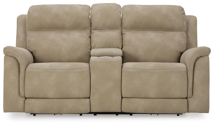 Arlen Power Reclining Loveseat with Console in Sand