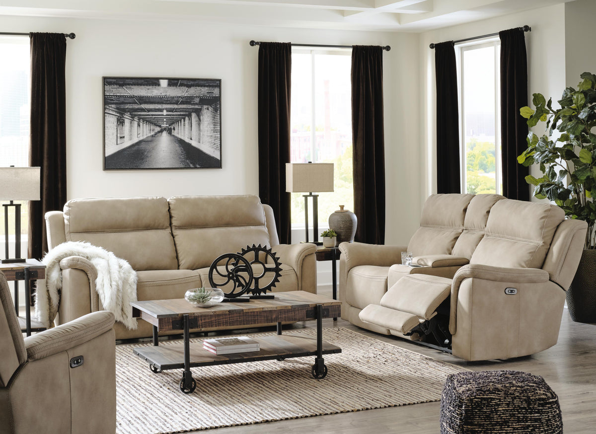 Arlen Power Reclining Sofa with Loveseat and Recliner in Sand