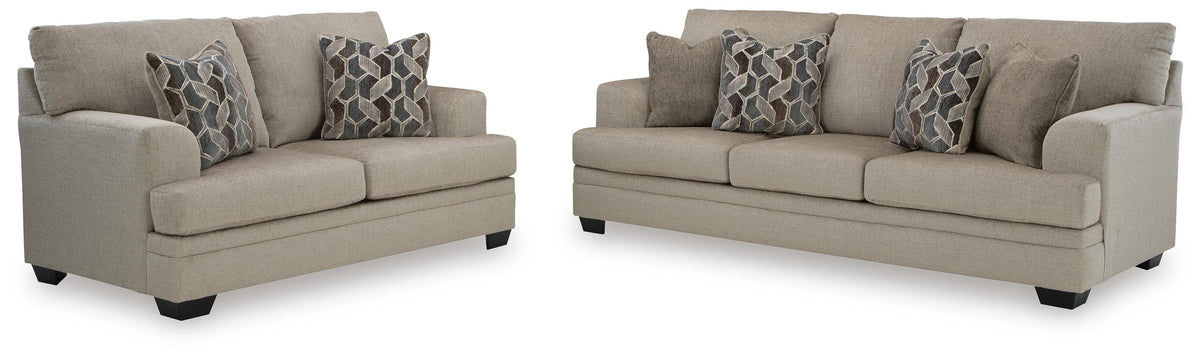 Bexley Sofa and Loveseat in Taupe
