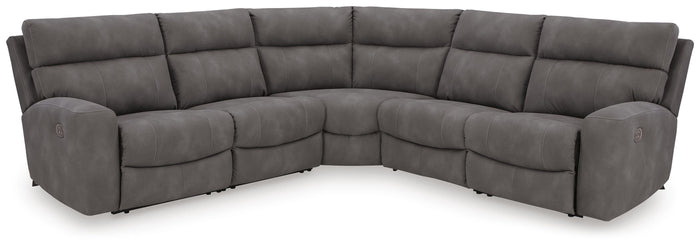 Arlen 5-Piece Power Reclining Sectional in Slate Fabric II