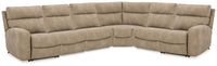 Arlen 6-Piece Power Reclining Sectional in Sand Microfiber
