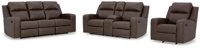 Holloway Reclining Sofa with Loveseat and Recliner in Umber