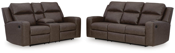 Holloway Reclining Sofa and Loveseat in Umber