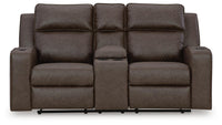 Holloway Reclining Loveseat with Console in Umber