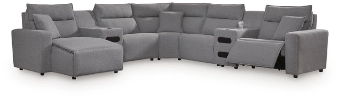 Kade 7-Piece Power Reclining Sectional with Chaise and Audio Consoles II