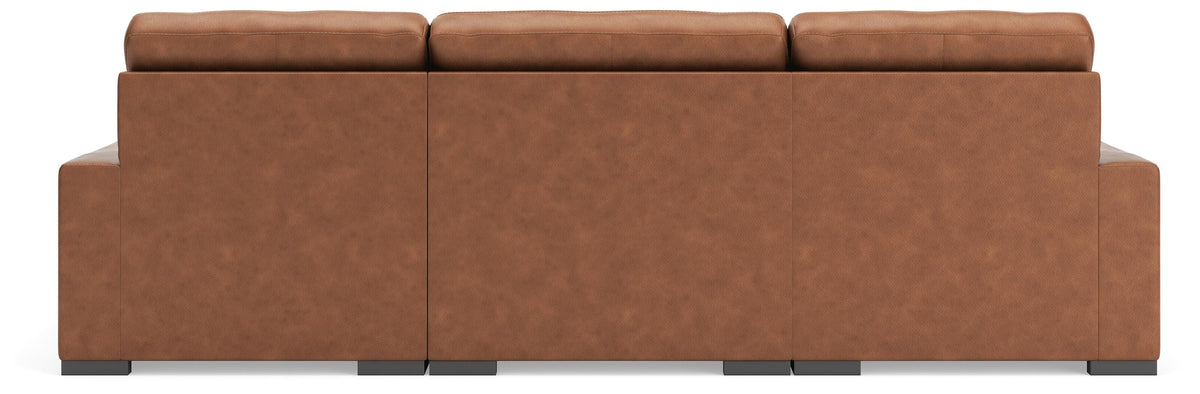 Auvelle 3-Piece Sectional with Double Chaise in Caramel