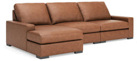 Auvelle 3-Piece Sectional with Chaise in Caramel