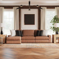 Auvelle 3-Piece Sectional with Chaise in Caramel