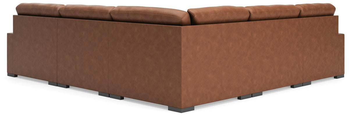 Auvelle 5-Piece Sectional with Chaise in Caramel