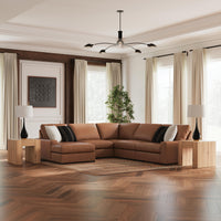 Auvelle 5-Piece Sectional with Chaise in Caramel
