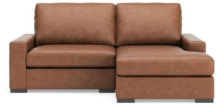 Auvelle 2-Piece Sectional with Chaise in Caramel