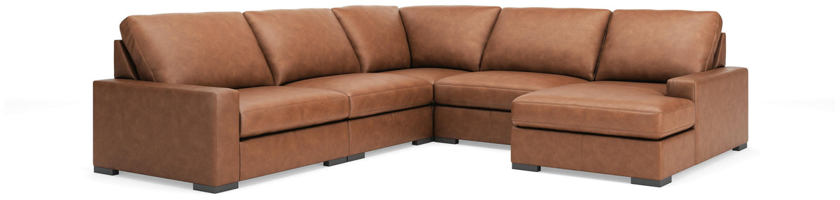 Auvelle 5-Piece Sectional with Chaise in Caramel II