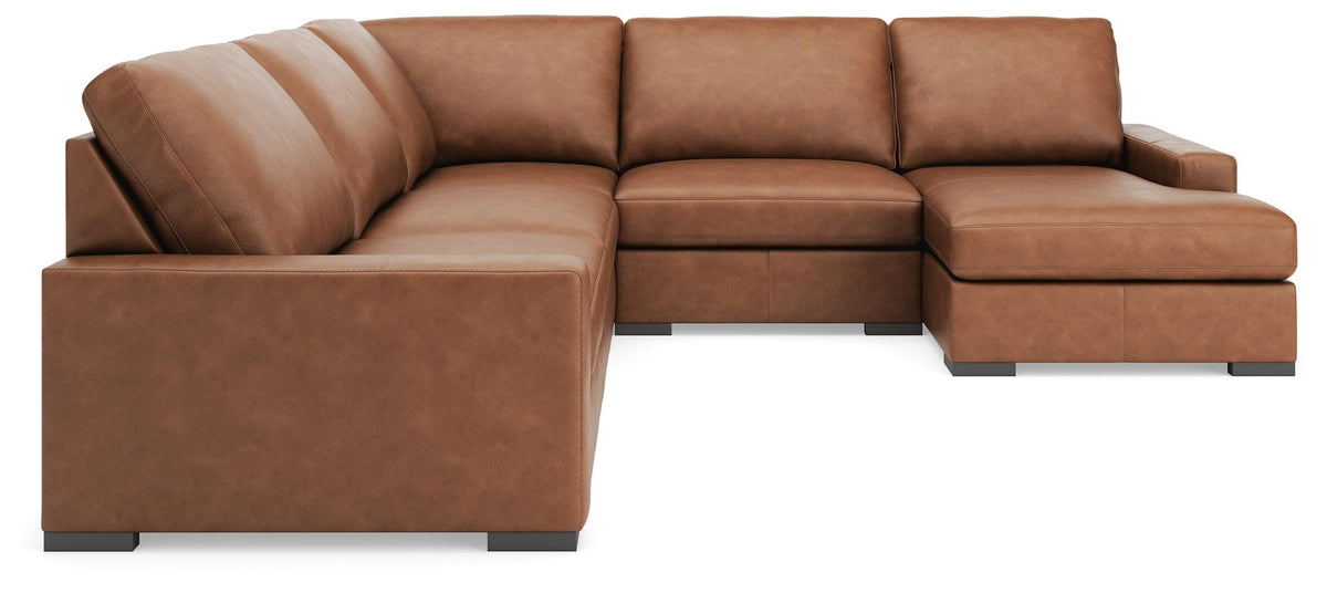 Auvelle 5-Piece Sectional with Chaise in Caramel II