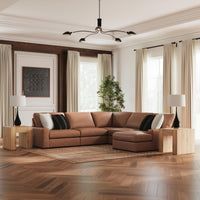 Auvelle 5-Piece Sectional with Chaise in Caramel II