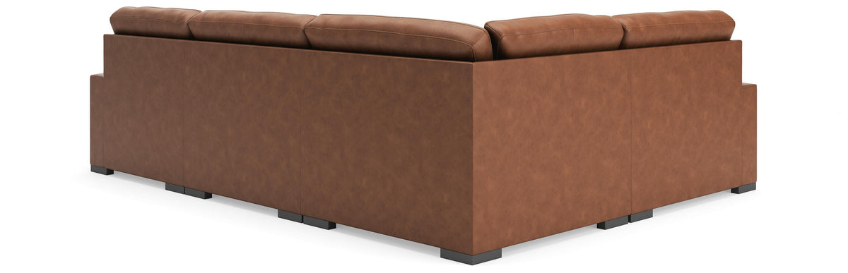 Auvelle 4-Piece Sectional with Chaise in Caramel