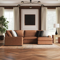 Auvelle 4-Piece Sectional with Chaise in Caramel