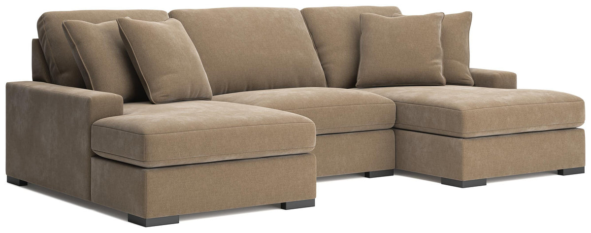 Auvelle 3-Piece Sectional with Double Chaise in Sable