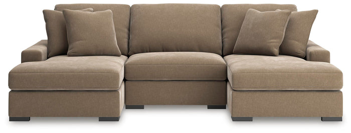 Auvelle 3-Piece Sectional with Double Chaise in Sable