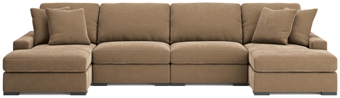 Auvelle 4-Piece Sectional with Double Chaise in Sable