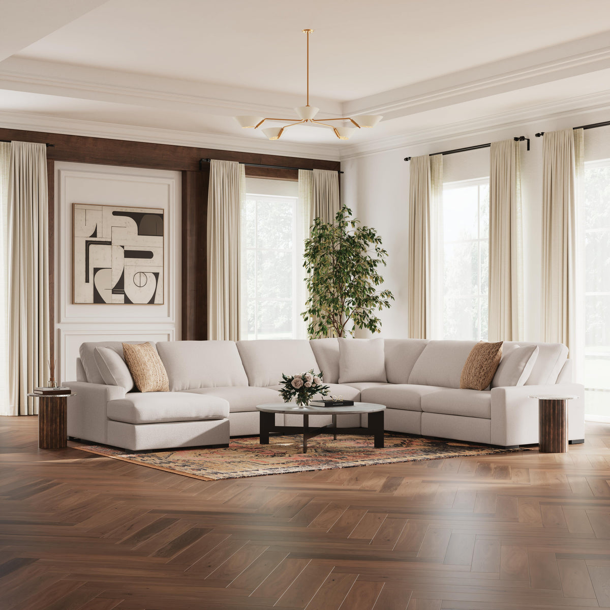 Auvelle 6-Piece Sectional with Chaise in Oyster II